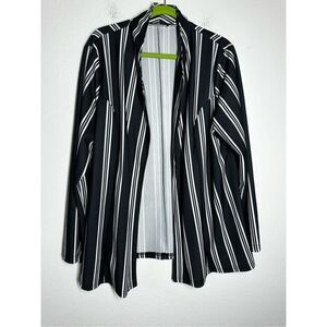 Lily by Firmiana Striped Black White Blazer Cardigan Open Front Size 3XL